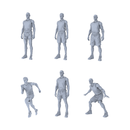 MRY-SFW LYTR495 Modern Basketball Players Court Poses Group  – LCD 3D printed resin model kit, image 1