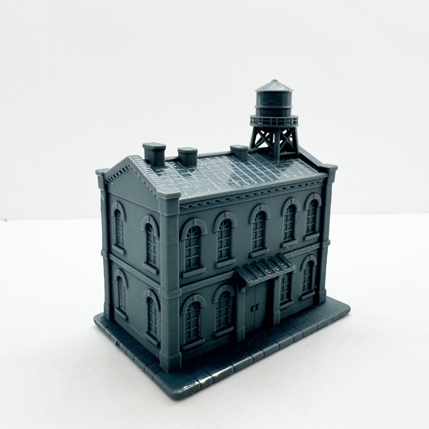 MRY-SFW LYTS126 Vintage Two - Story Building with Water Tower 3D Printed Retro Industrial & Urban Architecture Miniature for Model Train Scenes Collectors or Desktop Decoration