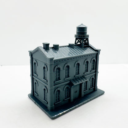MRY-SFW LYTS126 Vintage Two - Story Building with Water Tower 3D Printed Retro Industrial & Urban Architecture Miniature for Model Train Scenes Collectors or Desktop Decoration