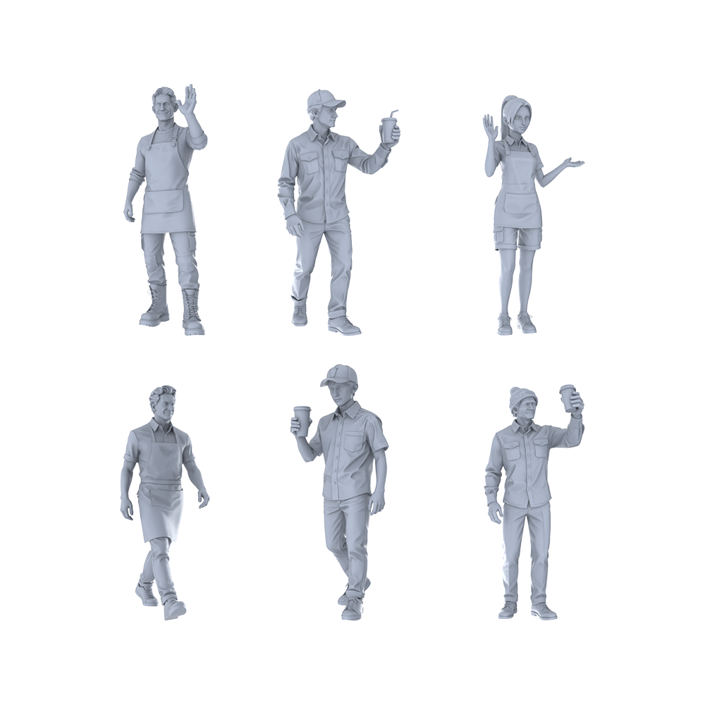 MRY-SFW LYTR373 Baristas 6-Pack, Ideal Caf¡§|, Tabletop Painting Miniature Car Diorama Figures Scene Props Accessories Resin