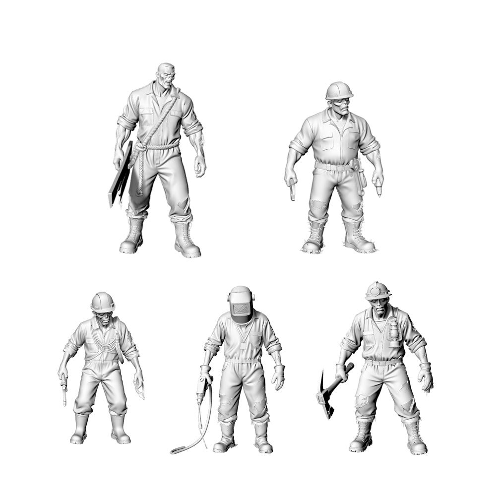 MRY-SFW LYGR303 3D Printed Industrial Style Zombie Miniatures, Post-Apocalyptic Worker Undead Figures for Tabletop Games & Dioramas
