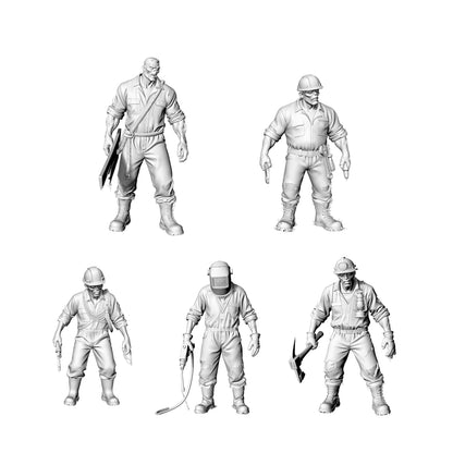 MRY-SFW LYGR303 3D Printed Industrial Style Zombie Miniatures, Post-Apocalyptic Worker Undead Figures for Tabletop Games & Dioramas