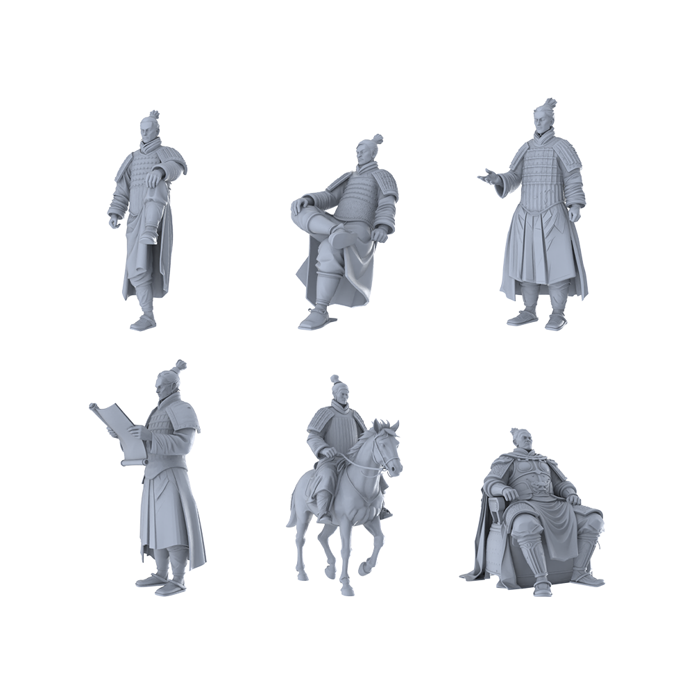 MRY-SFW LYGR226 Terracotta Army King Historical Theme War Chess Resin White Mold Miniature Soldier Scene Character Hand Figure