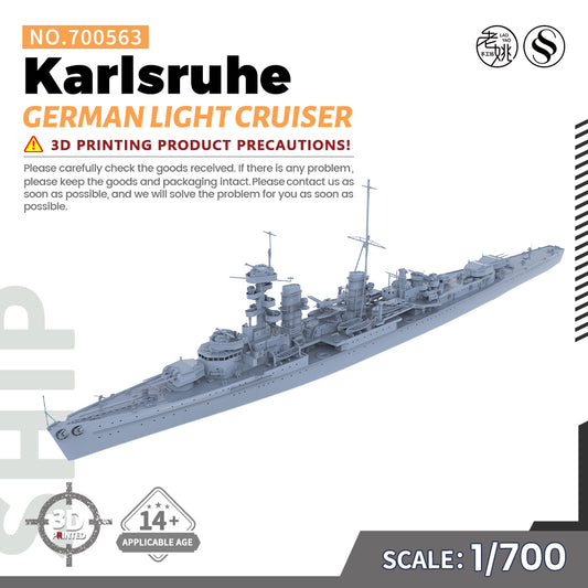 SSMODEL 563 1/700(350,600,720,800,900) Military Warship Model Kit German Karlsruhe Light Cruiser