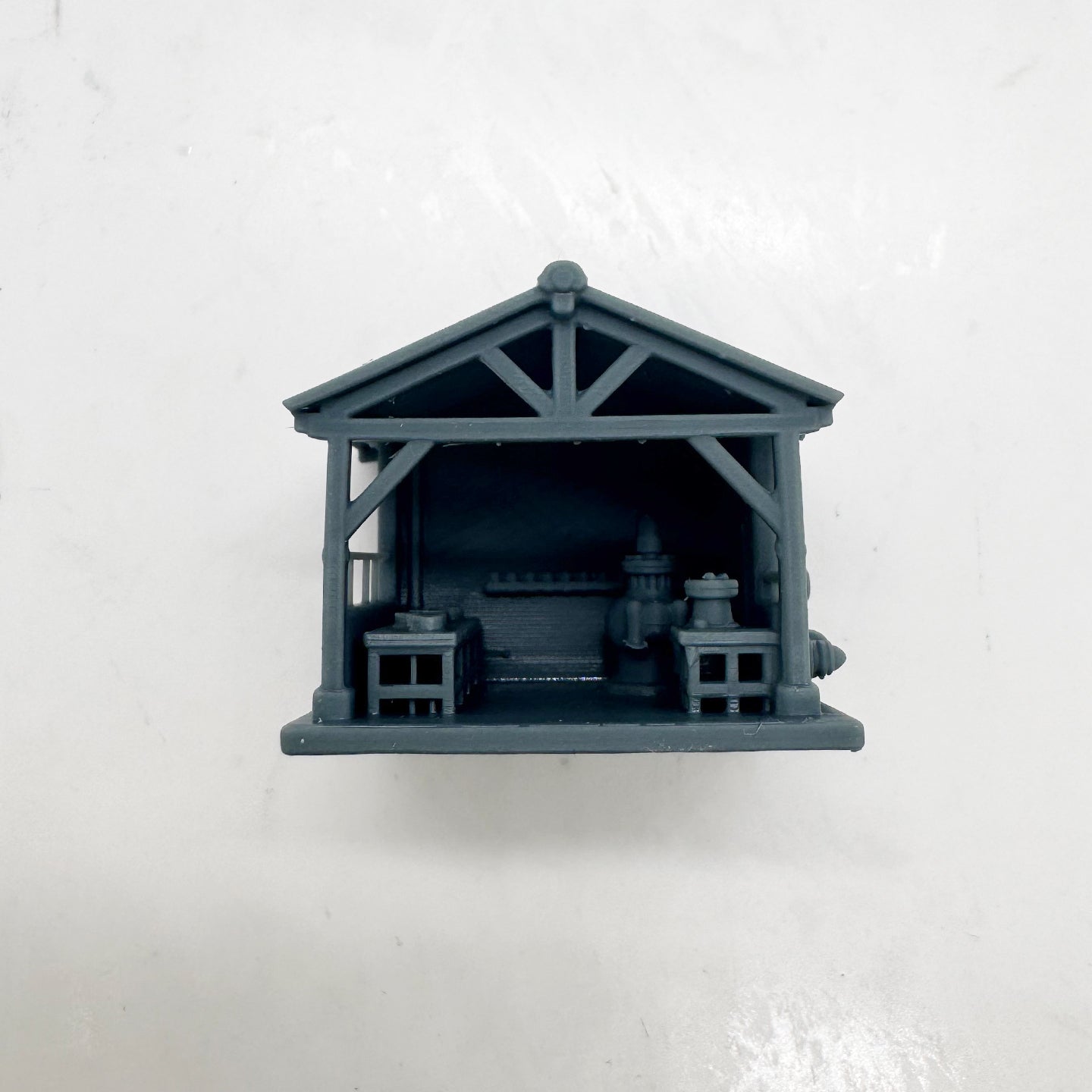 LYTS183 3D Printed Industrial-Style Railroad Pump House Miniature Model - Railroad Diorama