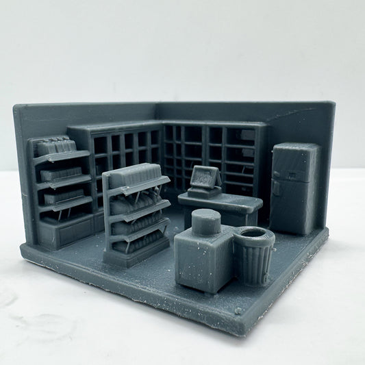 MRY-SFW LYTS113  3D Printed Miniature Convenience Store Scene Model - Full Detailed Facilities Set, Desktop Decor, Diorama Scene DIY Unpainted All-in-One Printed Kit HO Scale