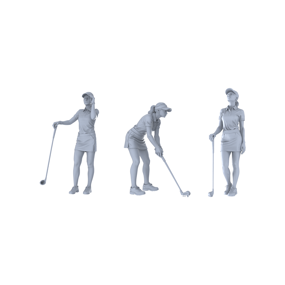 MRY-SFW LYTR418 3-Piece Female Golfers  Set Scenery Building Miniature Car Diorama Figures Scene Props Accessories Resin