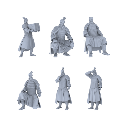 MRY-SFW LYGR228 Terracotta Army 1 Historical Theme War Chess Resin White Mold Miniature Soldier Scene Character Hand Figure