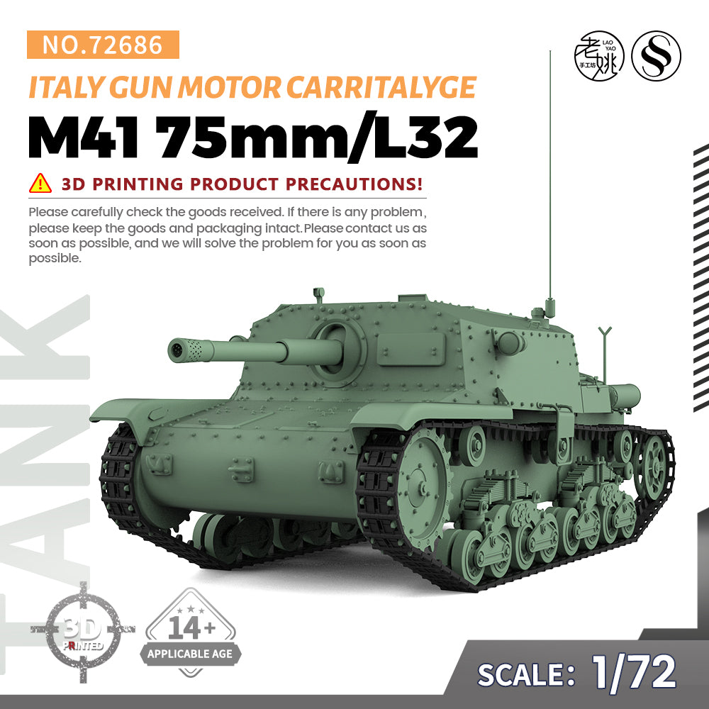 SSMODEL 686 Military Armoured Model Kit Italy M41 75mm/L32 Tank Destroyer