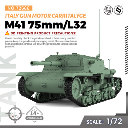 SSMODEL 686 V1.9 1/72(64,76,87) 25mm Military Model Kit Italy M41 75mm/L32 destroyer WWII WOT