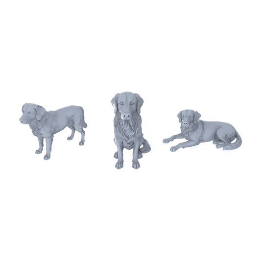 Yao's Studio LYTR187  Golden Retriever Resin Miniature Model 3-Figure Set, Unpainted Pet Figures, DIY Painting Scene Decoration Miniatures Diorama Resin Figures