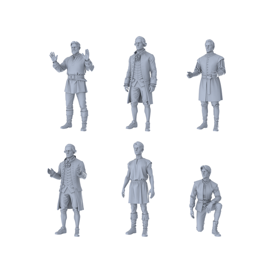 MRY-SFW LYTR546 Medieval European Costume Greys Multi-pose Presentation Group of Six Miniature Car Diorama Figures Scene Props Accessories Resin