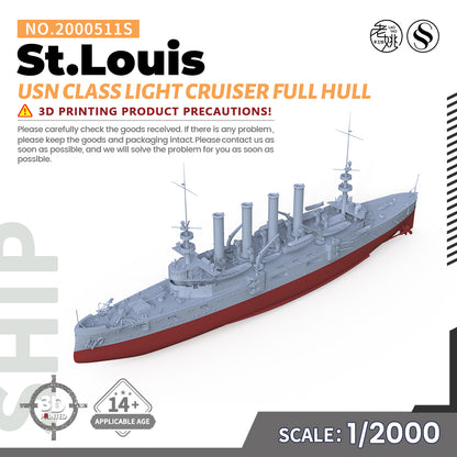 SSMODEL 511S Military Warship Model Kit US Navy St.Louis Class Protected Cruiser