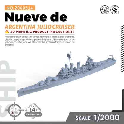 SSMODEL 514 Military Warship Model Kit Brooklyn class Argentina Navy Nueve de Julio Cruiser