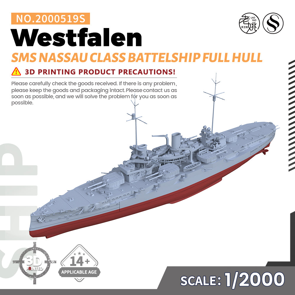 SSMODEL 519S Military Warship Model Kit SMS Nassau Class Westfalen Battelship