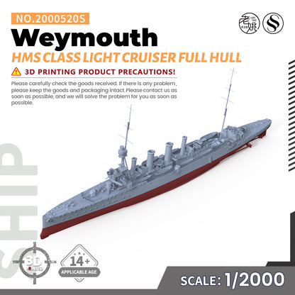 SSMODEL 520S Military Warship Model Kit HMS Weymouth Class Light Cruiser