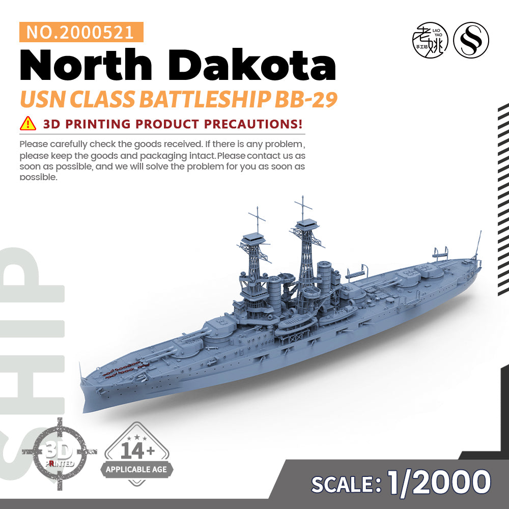 SSMODEL 521 Military Warship Model Kit US Navy North Dakota Class Battleship BB-29