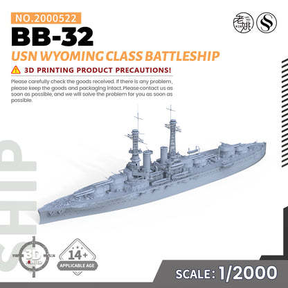 SSMODEL 522 Military Warship Model Kit US Navy Wyoming class Battleship BB-32