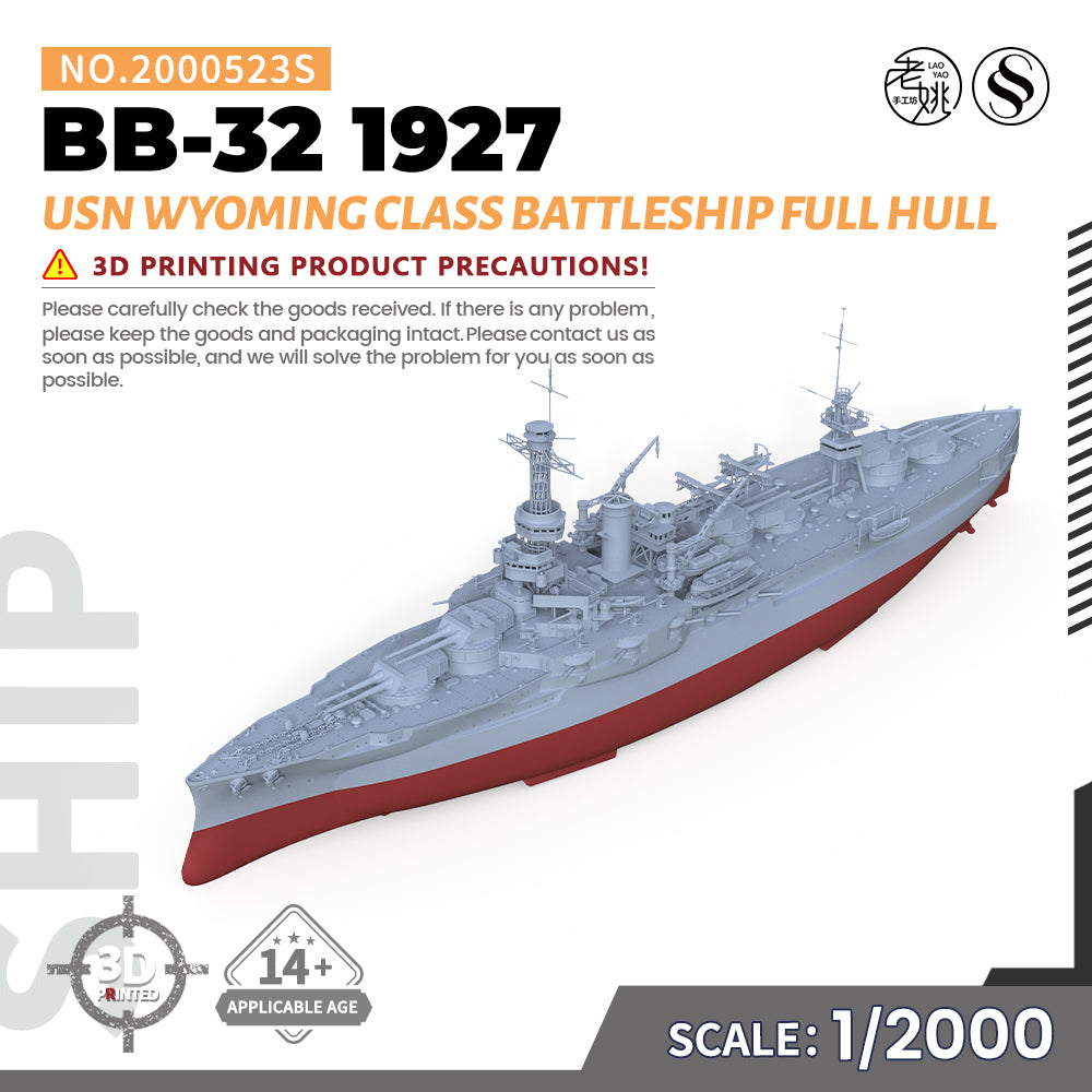 SSMODEL 523S Military Warship Model Kit US Navy Wyoming class Battleship BB-32 1927