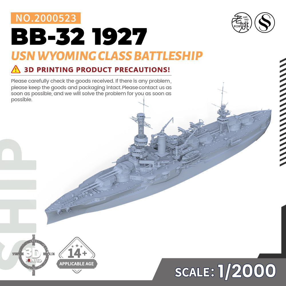 SSMODEL 523 Military Warship Model Kit US Navy Wyoming class Battleship BB-32 1927