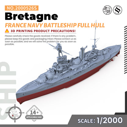 SSMODEL 526S Military Warship Model Kit France Navy Bretagne Battleship