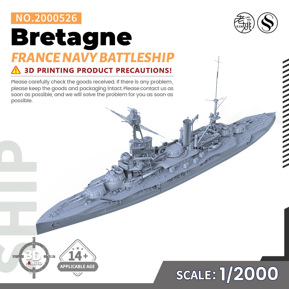 SSMODEL 526 Military Warship Model Kit France Navy Bretagne Battleship