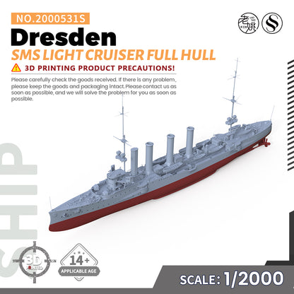 SSMODEL 531S Military Warship Model Kit SMS Dresden Light Cruiser