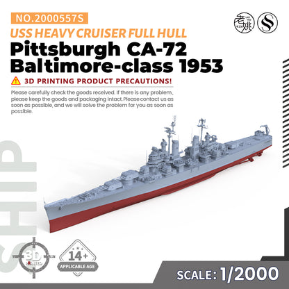 SSMODEL 557S Military Warship Model Kit US Navy Baltimore Class Pittsburgh Heavy Cruiser CA-72 1953