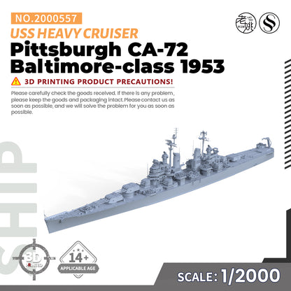 SSMODEL 557 Military Warship Model Kit US Navy Baltimore Class Pittsburgh Heavy Cruiser CA-72 1953