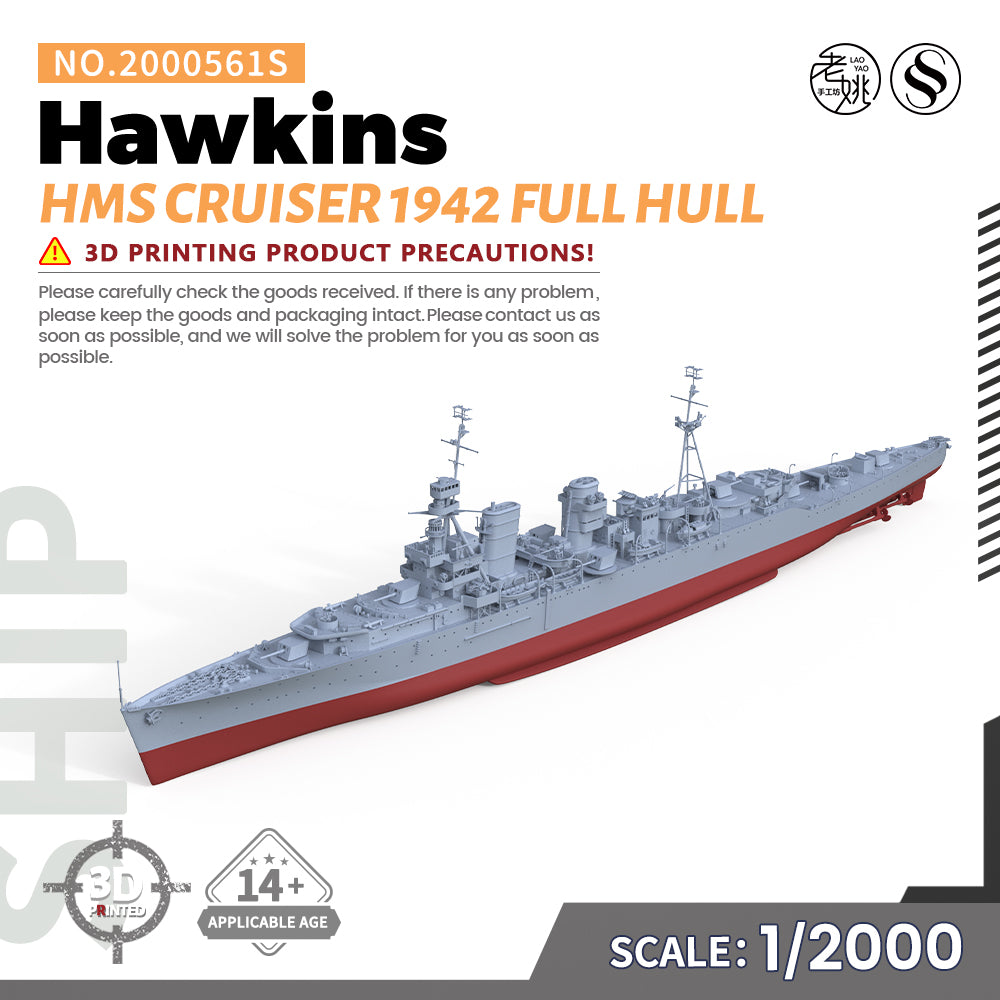 SSMODEL 561S Military Warship Model Kit HMS Hawkins Cruiser