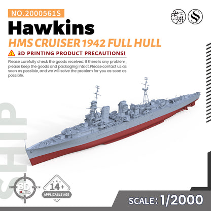 SSMODEL 561S Military Warship Model Kit HMS Hawkins Cruiser