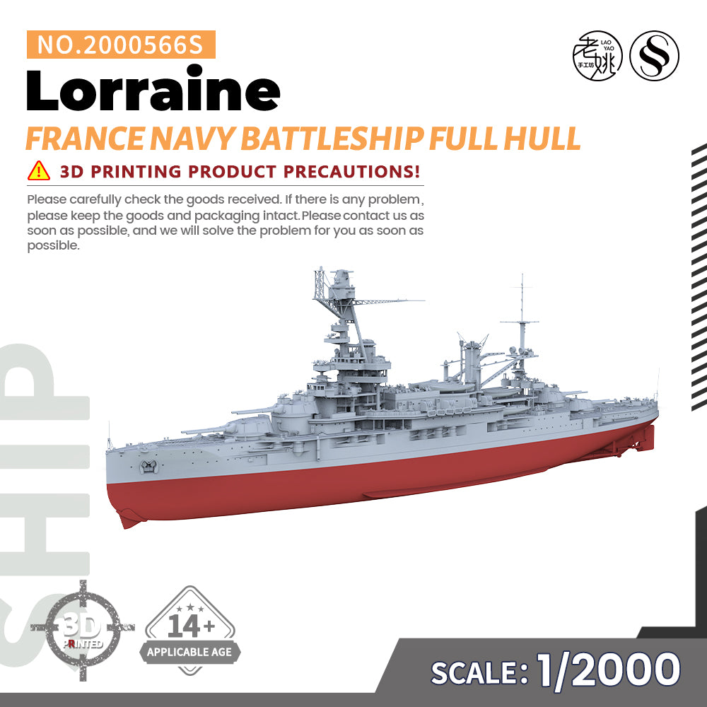 SSMODEL 566S Military Model Kit France Navy Lorraine Battleship Full Hull