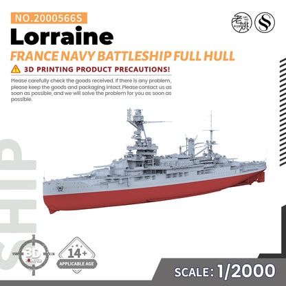 SSMODEL 566S Military Model Kit France Navy Lorraine Battleship Full Hull