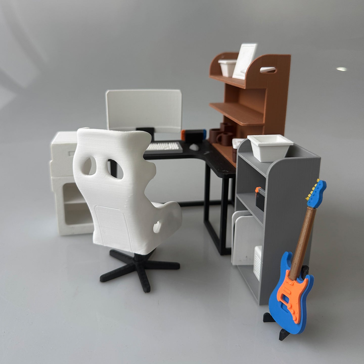 RHF12213 Office Executive Desk Set 3D Printing DIY Miniature Scenes Dollhouse Creative Decorations Desktop Scenarios Mini Models BJD OB Doll