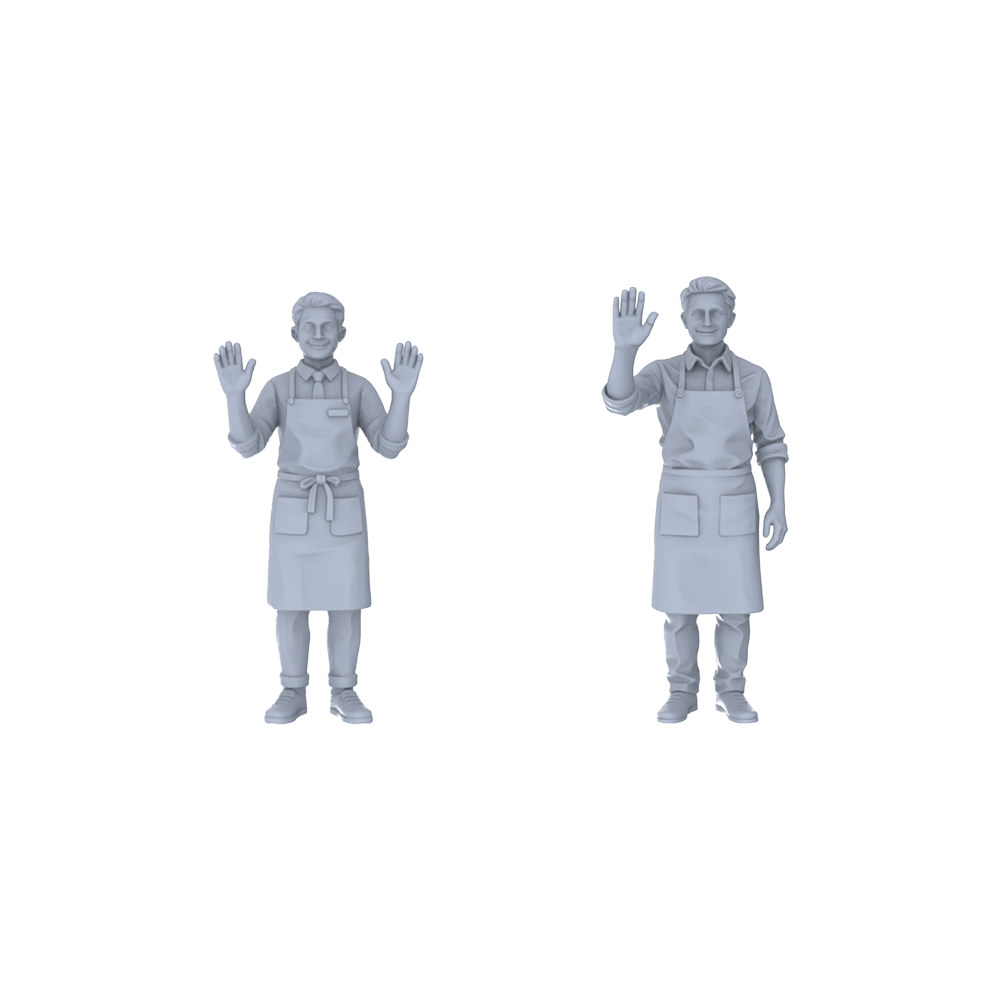 Yao's Studio LYTR231  Unpainted Miniature Urban Scene 2-Piece Set - Apron Welcome Staff for Food Street & Commercial Area Dioramas
 Miniatures Diorama Resin Figures
