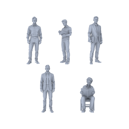 Yao's Studio LYTR237  Unpainted Modern Male Figure 5-Pack, Miniature Diorama Accessories for Model Painters & Scene Enthusiasts Miniatures Diorama Resin Figures