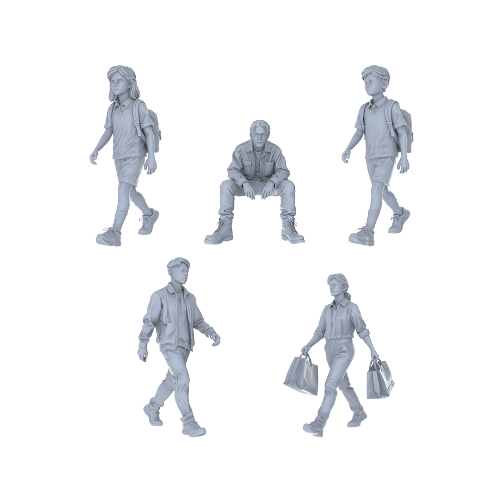 Yao's Studio LYTR239 Miniature Campus & Shopping Figure 5-Pack, Unpainted Diorama Models for Immersive Scene Creation & Painting Miniatures Diorama Resin Figures