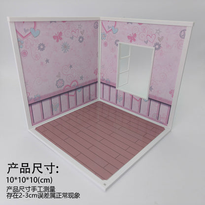 LYTP122004 1/12 Universal Wall & Floor Combination 3D Printing DIY Miniature Scene Dollhouse Creative Pendant Desktop Scene OB Baby 12-Inch Baby House Assembly Versatile Wall BJD Spring Kitchen Or Sweet Kitchen