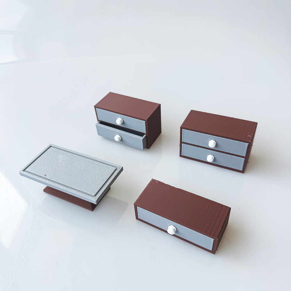 RHF12205 Miniature Tea Table Storage Cabinet 3D Printing DIY Miniature Scenes Dollhouse