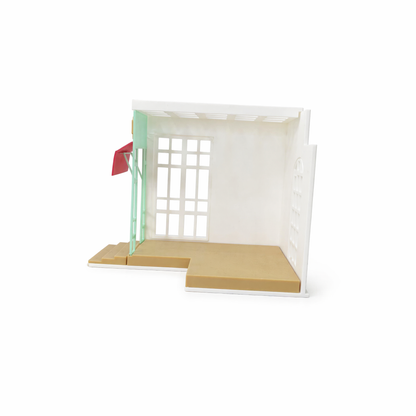 RHF0414 Miniature empty box with a fresh and literary style, street-facing shop, single-sided display, dollhouse scene base Desktop Ornament Creative DIY Hut