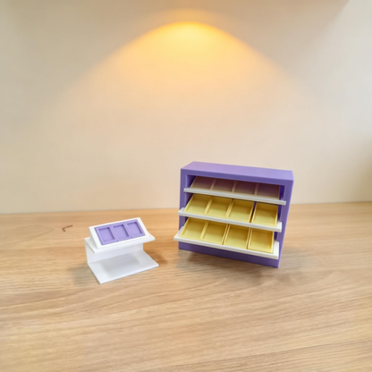 RHF12248 Display Cabinet & Display Stand 3D Printed Modern Miniature Furniture, Pull-out Display Cabinet & Display Stand Model, Miniature