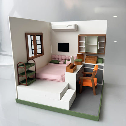 RHF121022 Beauty Bedroom 3D Printing DIY Miniature Scenes Dollhouse Frame Creative Decorations Desktop Scenarios Mini Models BJD OB Doll