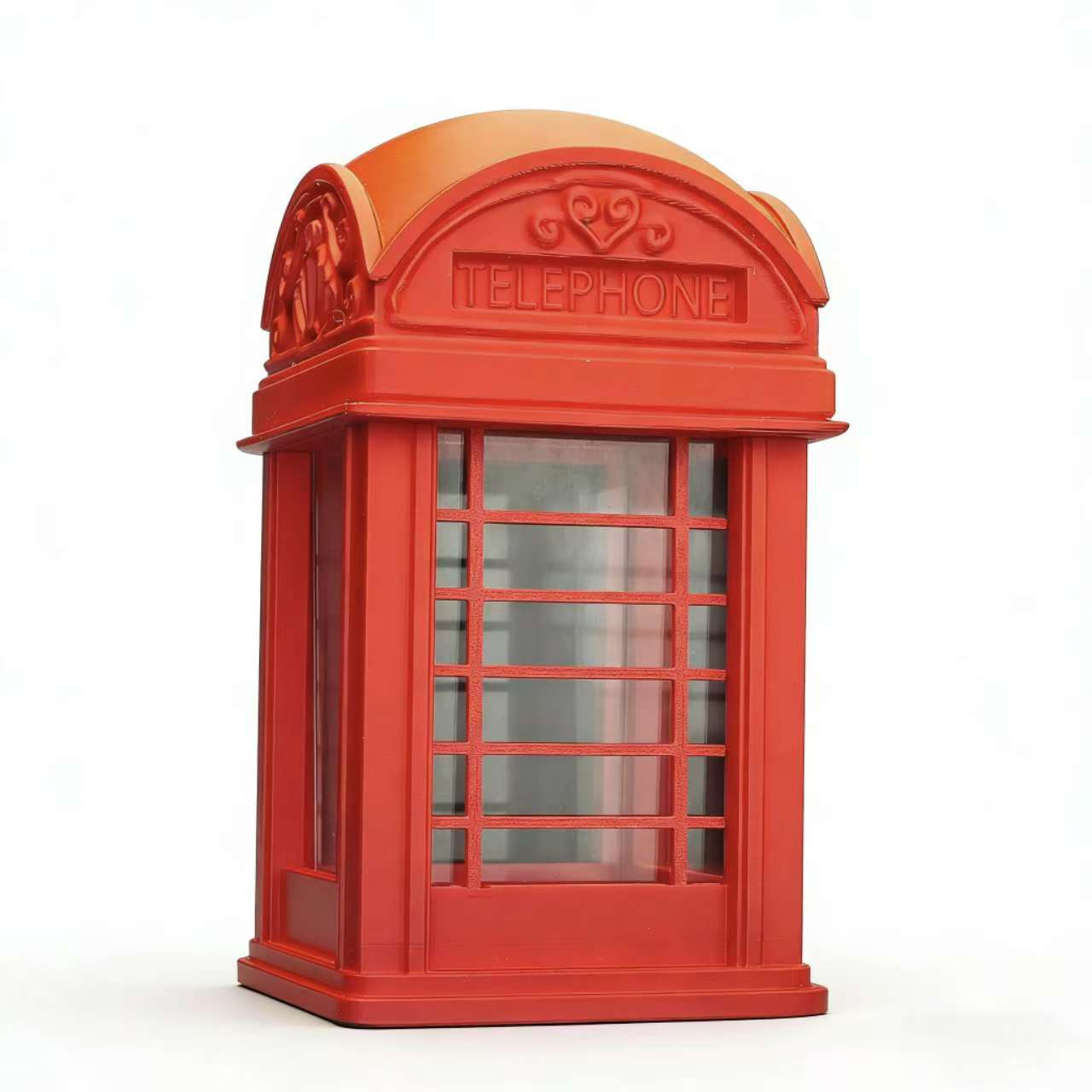 RHF-220 Red Vintage Telephone Booth Red Vintage Phone Booth Fish Tank Exterior Decoration Protective Cover, Miniature Scene Creation, Blind Box Figurine Display Storage Rack, Desk Ornament