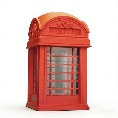RHF-220 Red Vintage Telephone Booth Red Vintage Phone Booth Fish Tank Exterior Decoration Protective Cover, Miniature Scene Creation, Blind Box Figurine Display Storage Rack, Desk Ornament