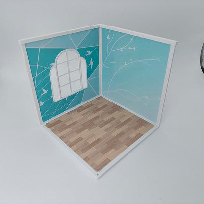 LYTP122002 1/12 Universal Wall & Floor Combination 3D Printing DIY Miniature Scene Dollhouse Creative Pendant Desktop Scene OB Baby 12-Inch Baby House Assembly Versatile Wall BJD Spring Guest Room Or Sweet Guest Room