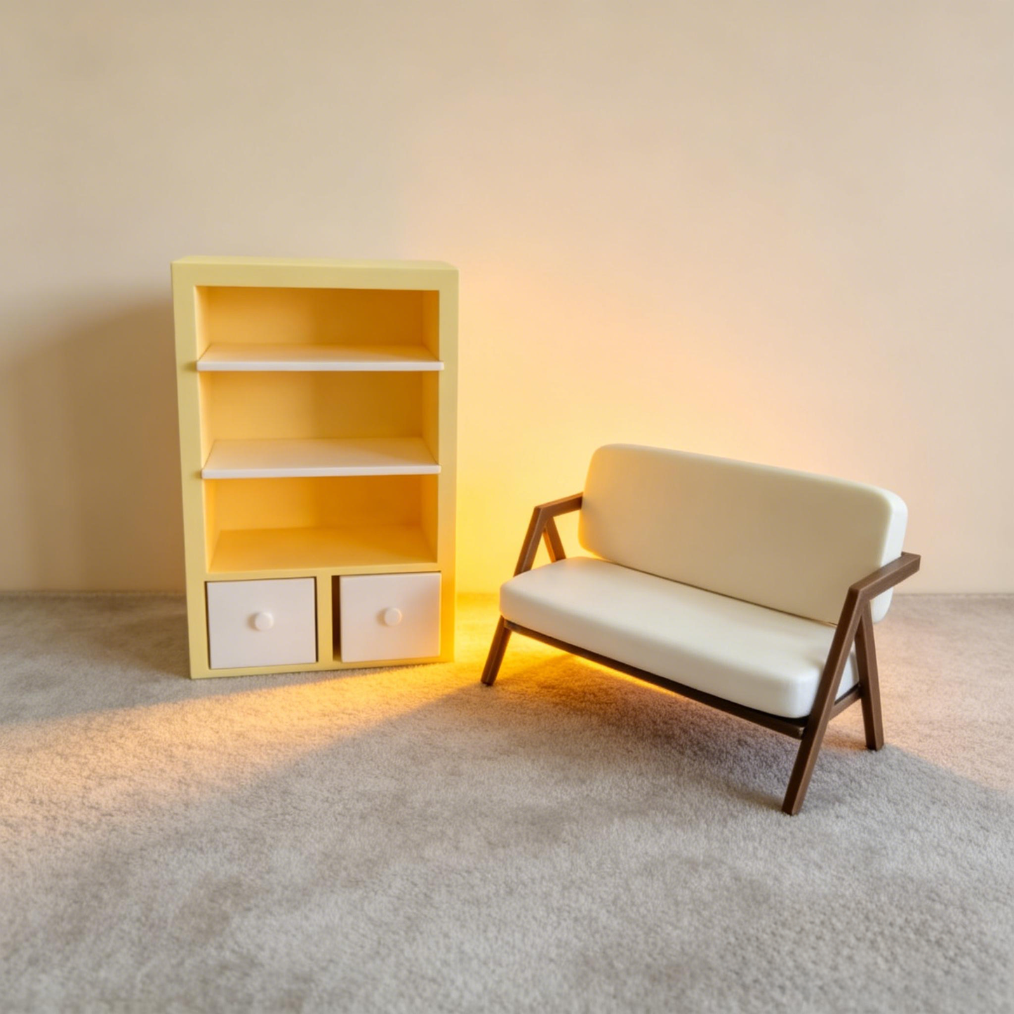 RHF12249 Cabinet & Accent Chair 3D Printed Modern Miniature Furniture, Pull-out Cabinet & Modern Accent Chair Model Miniature