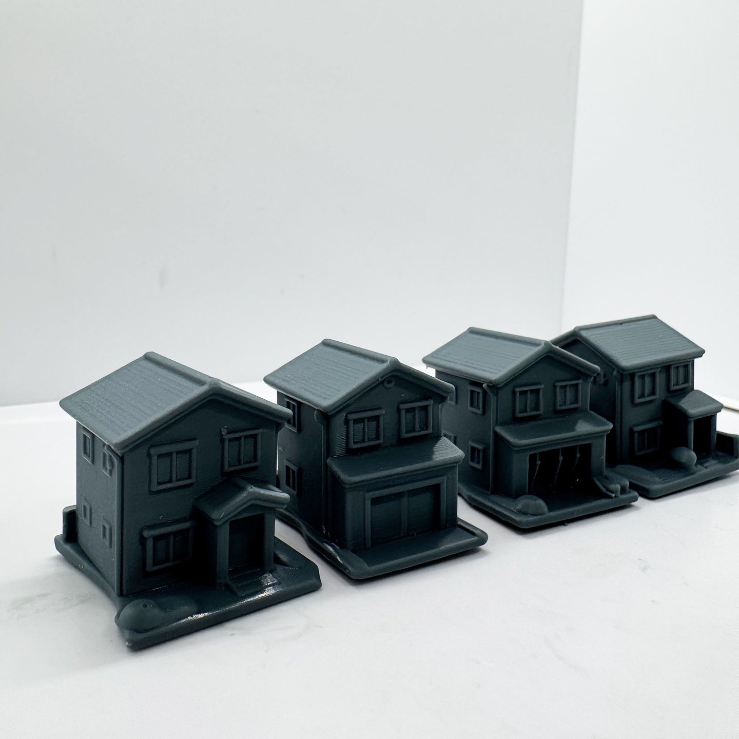 LYTS171 3D Printed American Residential Model Set - Miniature Building Scene Decor