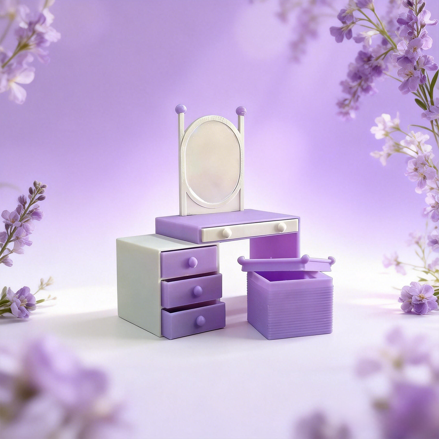 RHF262 Vanity Table Miniature Scene Model Ornament Original Modern Minimalist Multi-Drawer Vanity Table Dollhouse Furniture Accessory