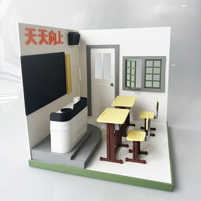 RHF121008 1/12 Classroom Door Scene 3D Printing DIY Miniature Scenes Dollhouse Frame Creative Decorations Desktop Scenarios Mini Models 12-Inch BJD OB Doll Nostalgic Classroom2
