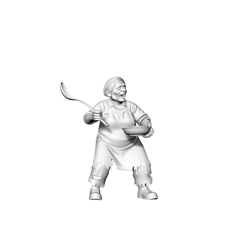 MRY-SFW LYGR321 3D Printed Canteen Staff Zombies Set - Cook, Baker, Server, Cleaner Unpainted Model Kit